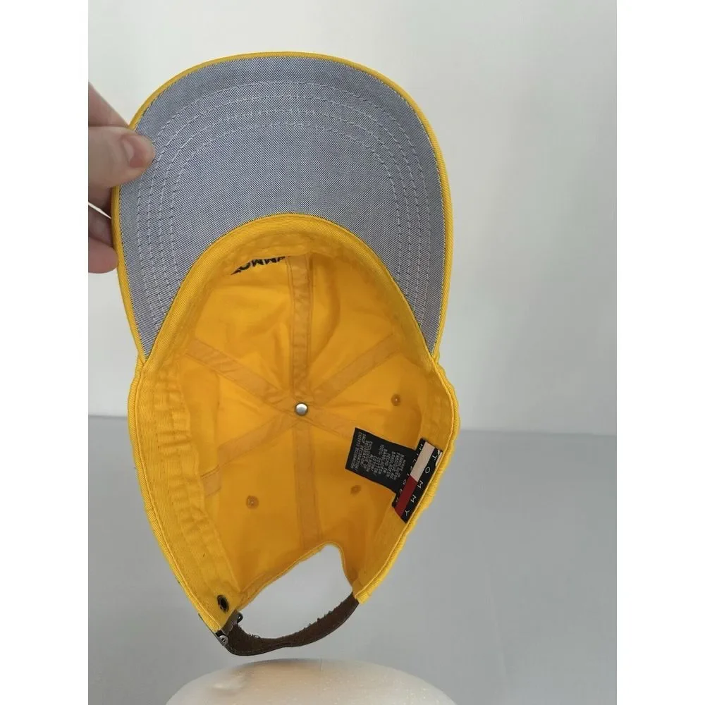 Vintage Tommy Hilfiger Hat Yellow Baseball Cap One Size Strapback Spellout‎ 90s